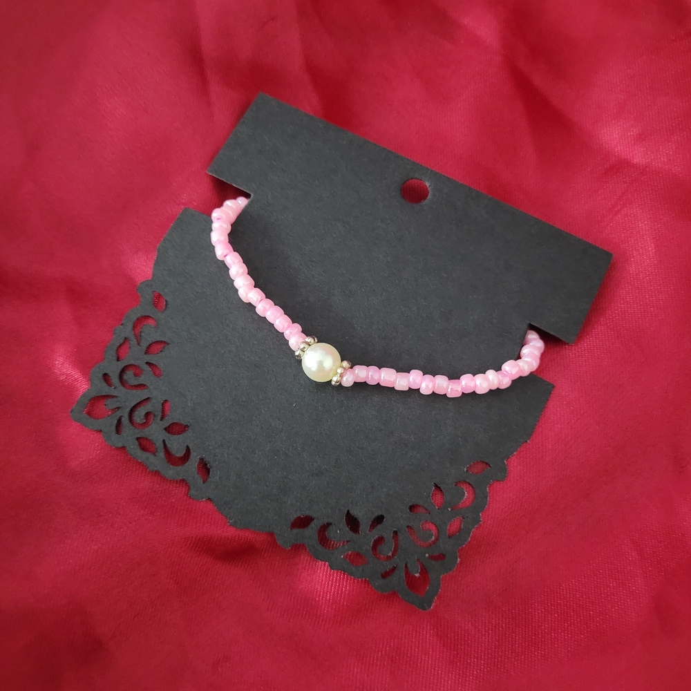 Pink Beaded Bracelet with Pearl Accent